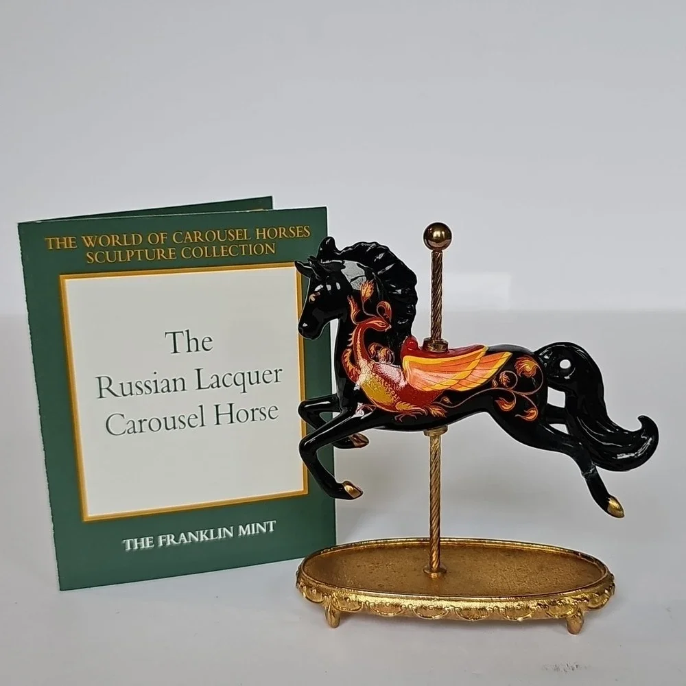 The World of Carousel Horses Russian Lacquer Horse Gold Porcelain‎ COA M1040